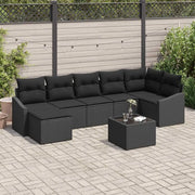 Set Divano da Giardino con cuscino 8 pcs Nero polyrattan 3355492