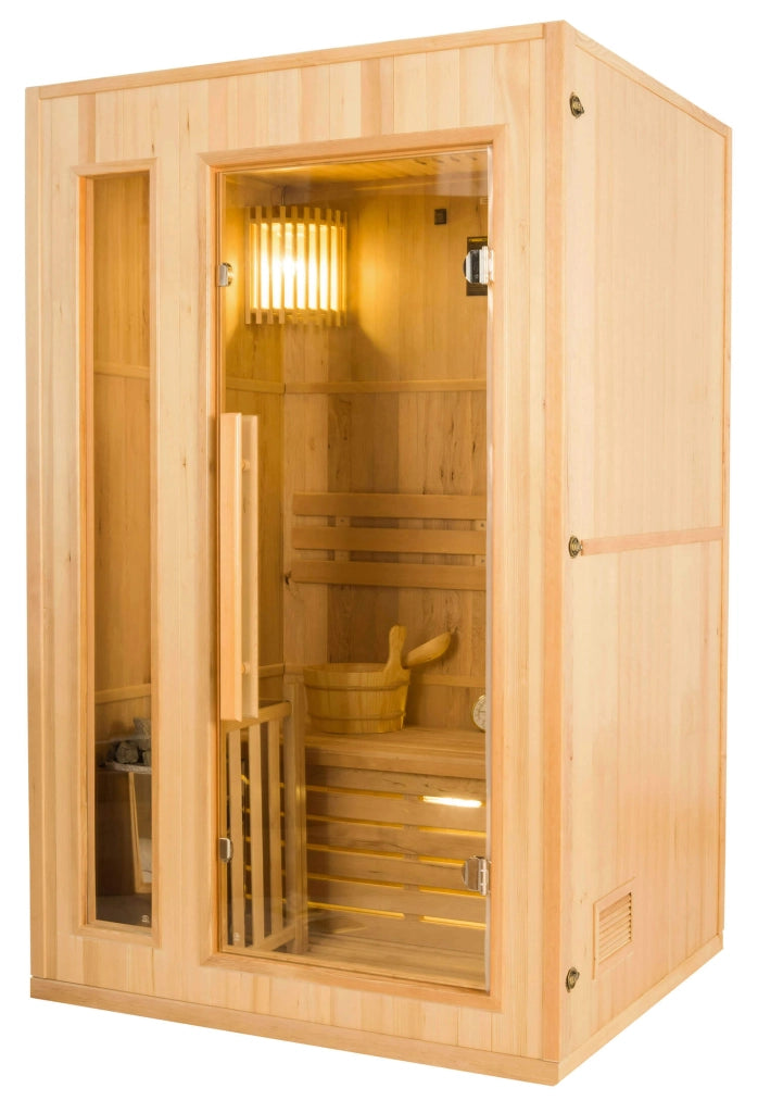 Sauna Finlandese ad Infrarossi 2 Posti 120x110 cm H190 in Legno di Abete Zen 2