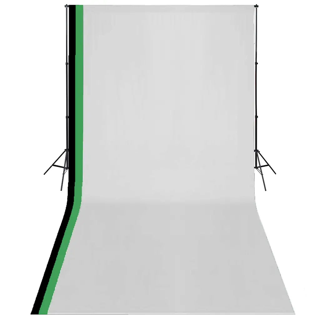 Kit Studio Foto con 3 Fondali in Cotone Telaio Regolabile 3x6 m 275420