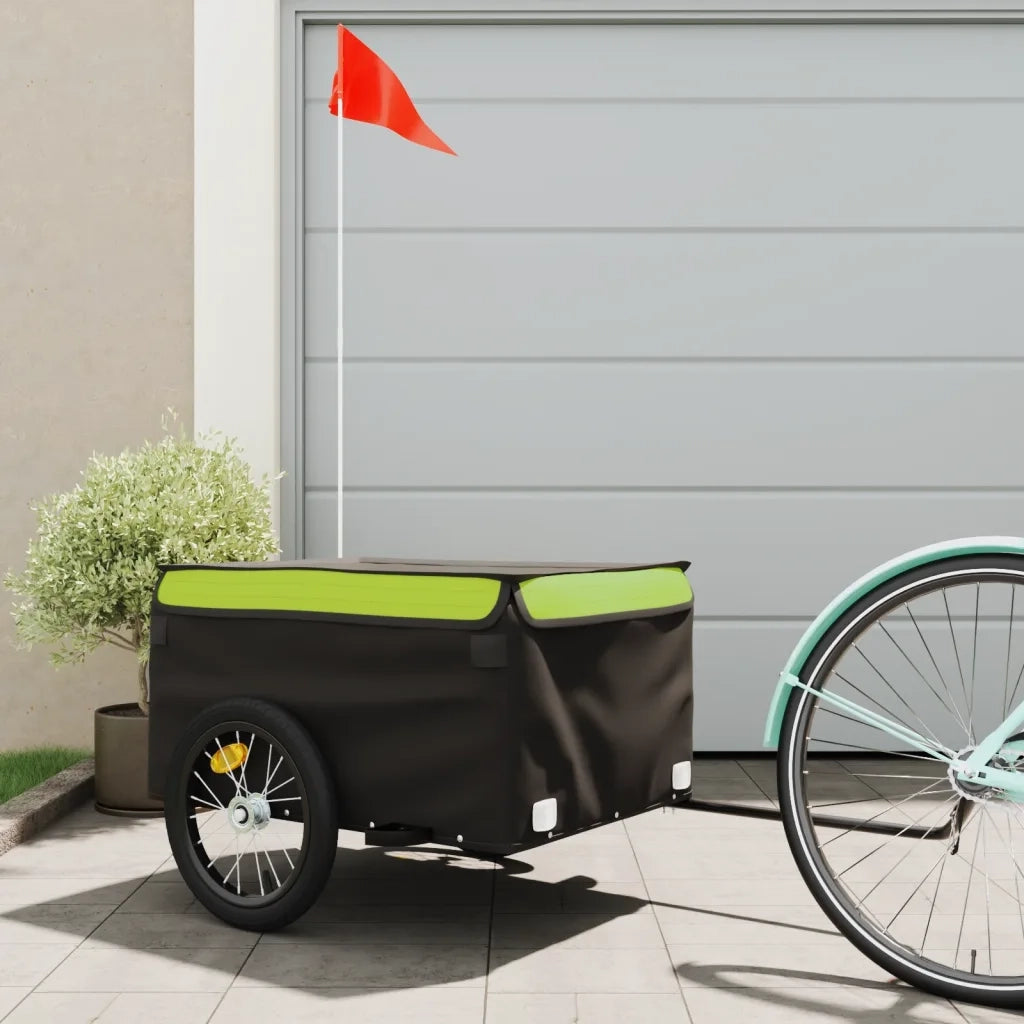 Rimorchio da Bici Nero e Verde 45 kg in Ferro 94088