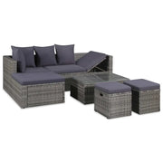 Set Divani da Giardino 4 pz con Cuscini in Polyrattan Grigio 43956