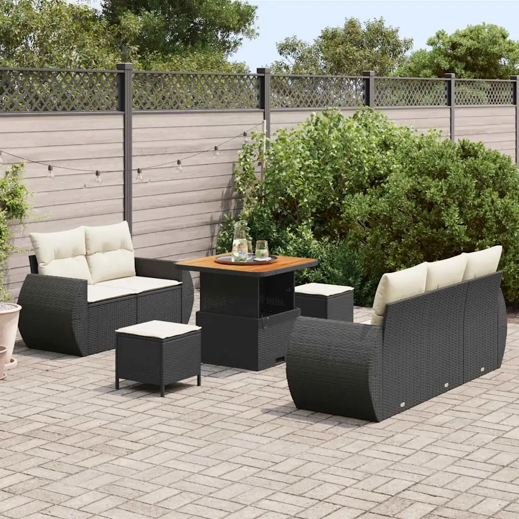 Set Divano da Giardino 8 pcs Nero polyrattan 3361815