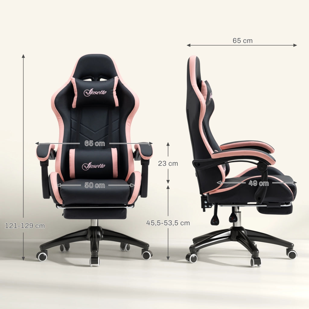 Sedia da ufficio gaming ¨C Xylo ¨C rosa nero con supporto lombare e testa