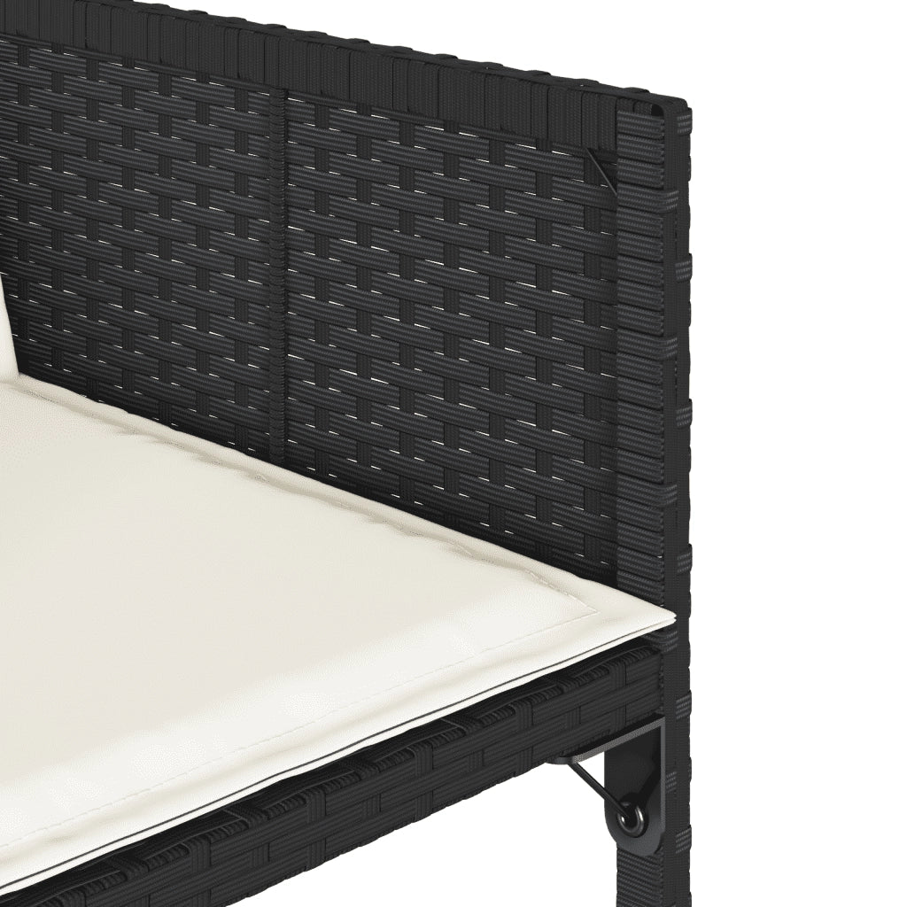 Set da Pranzo da Giardino 9 pz con Cuscini Nero in Polyrattan 3211278