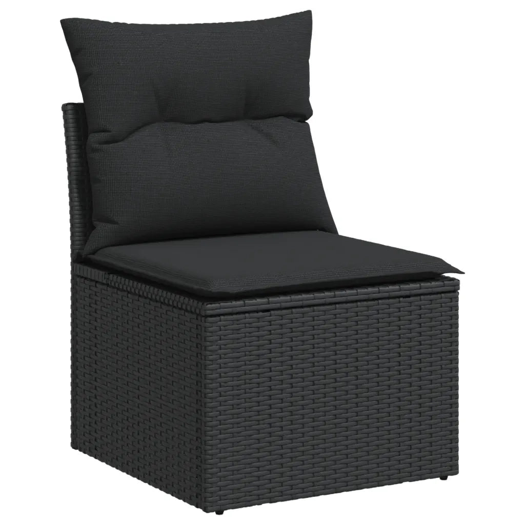 Set Divani da Giardino 9 pz con Cuscini Nero in Polyrattan 3255908