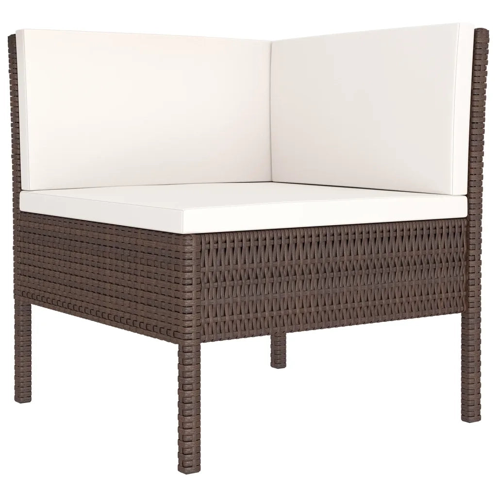 Set Divani da Giardino 5 pz con Cuscini in Polyrattan Marrone 3094379