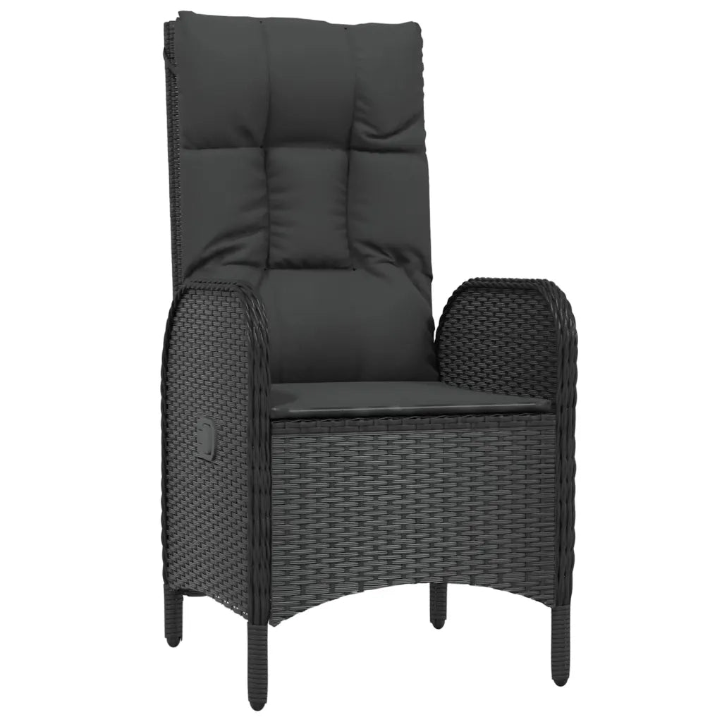 Set da Pranzo da Giardino 7 pz Nero con Cuscini in Polyrattan 3185170