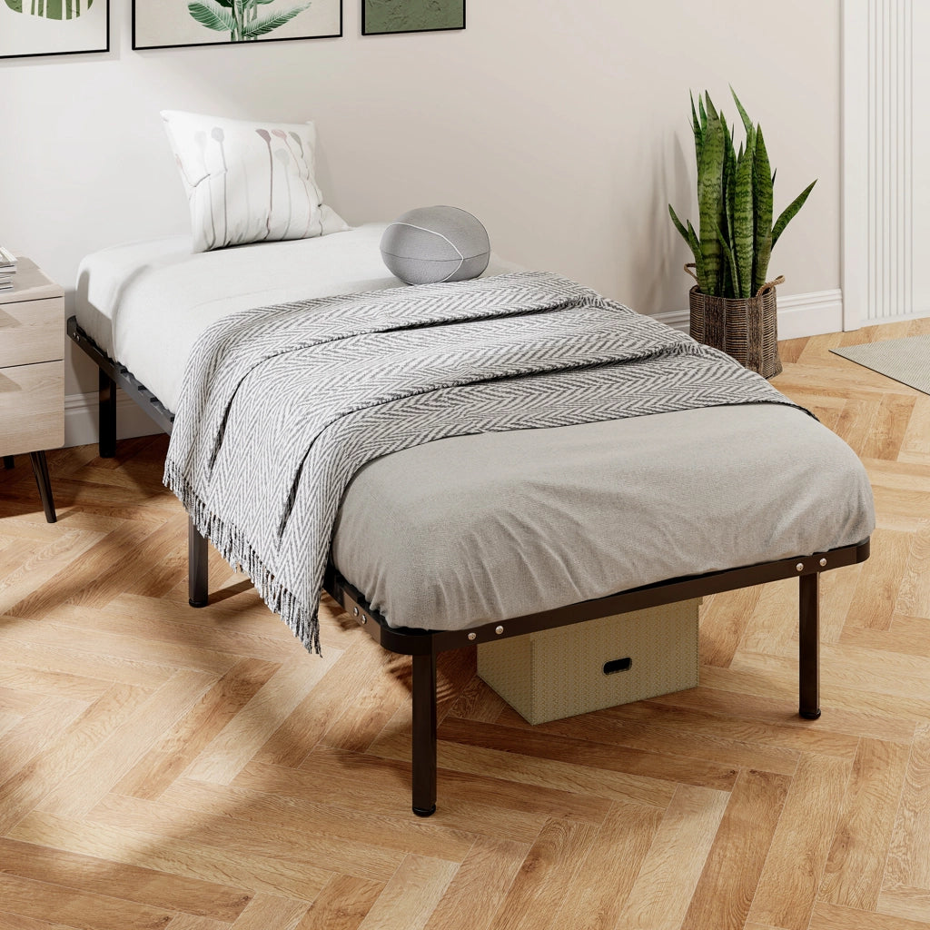 Letto singolo con rete a doghe e contenitore ¨C Minimal ¨C 90x190 cm nero