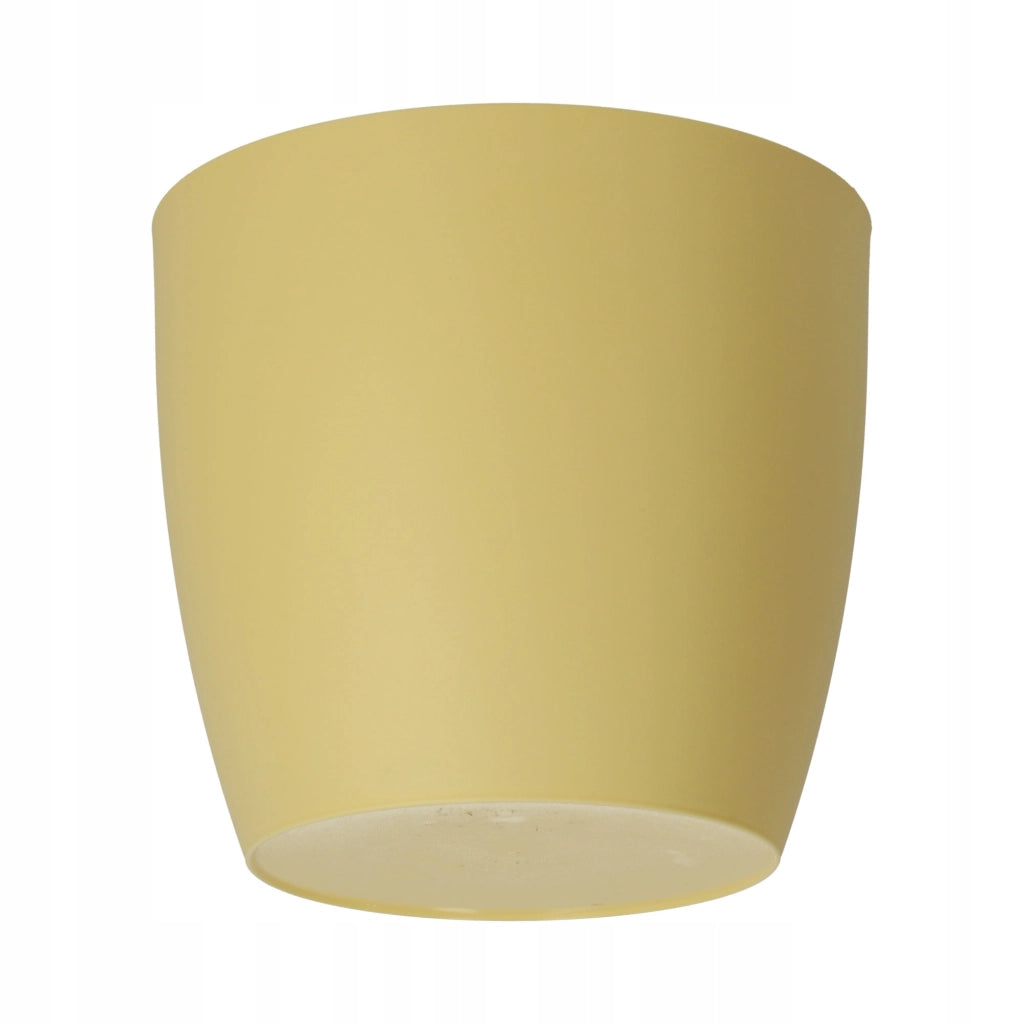 Vaso da fiori KADAX con sottovaso, vaso in plastica da 14 cm, coperchio, fiori, giallo opaco.