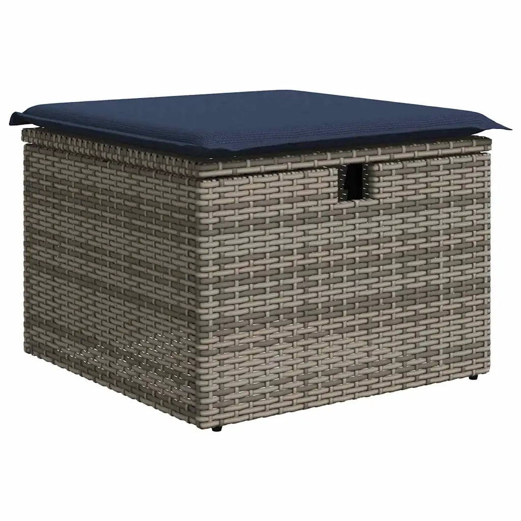 Set di divani con cuscino 7 pcs Grigio e Blu Navy polyrattan 3359204