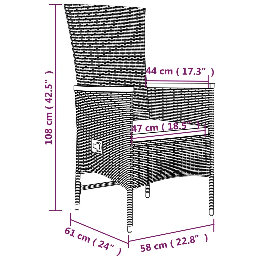 Set da Pranzo da Giardino 5 pz con Cuscini in Polyrattan Grigio 3157536