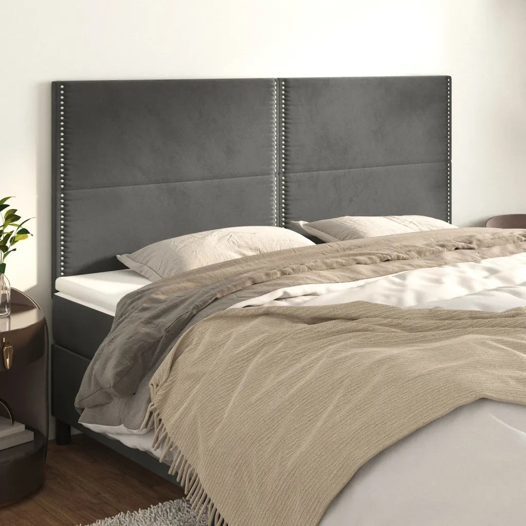 Testiera | Testata Grigio Scuro 180x5x118/128 cm Velluto