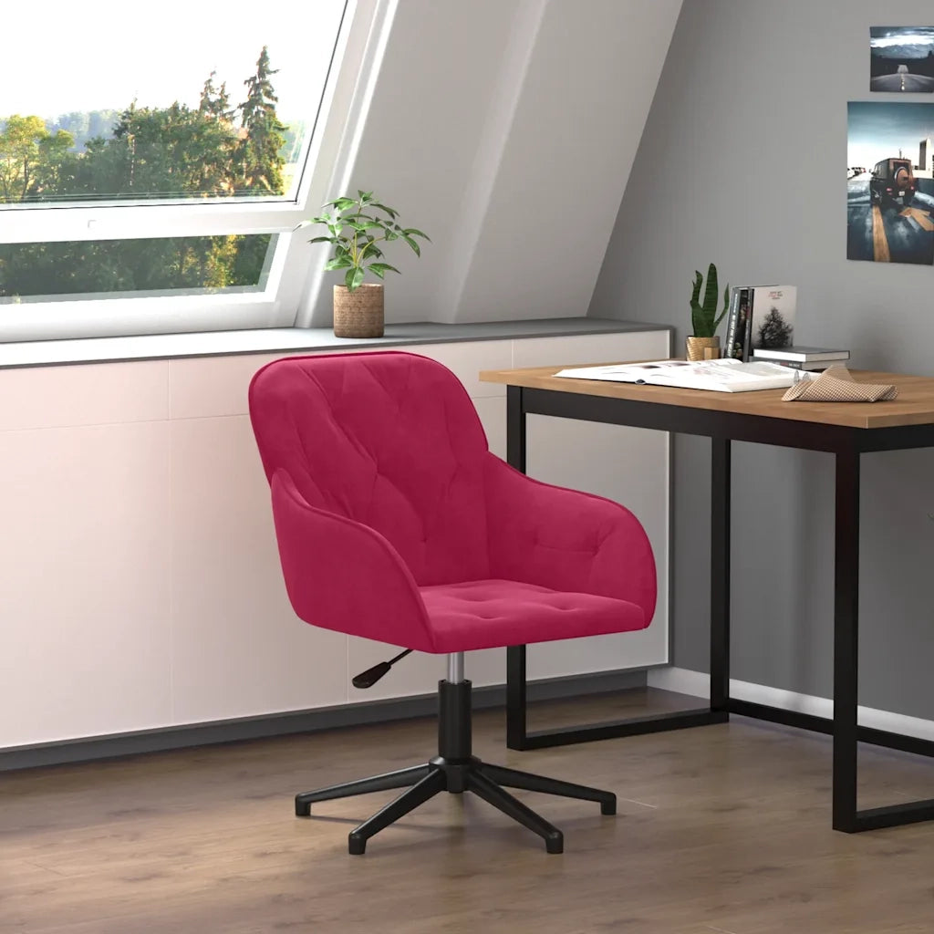 Sedia da Ufficio Girevole Rosso Vino in Velluto 344861