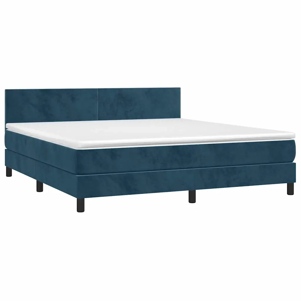 Letto a Molle con Materasso e LED Blu Scuro 180x200 cm 3134301