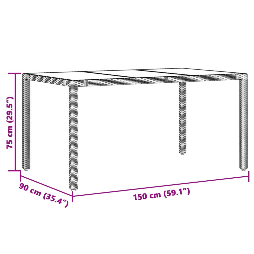 Set da Pranzo da Giardino 7 pz Nero con Cuscini in Polyrattan 3276695