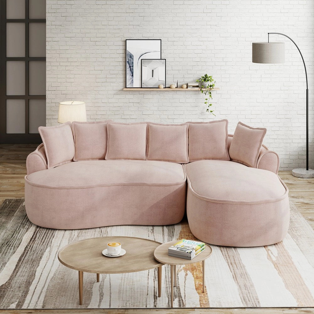 Divano Angolare Chaise Longue con Cuscini ¨C Xylo ¨C Chenille Rosa, Modulare