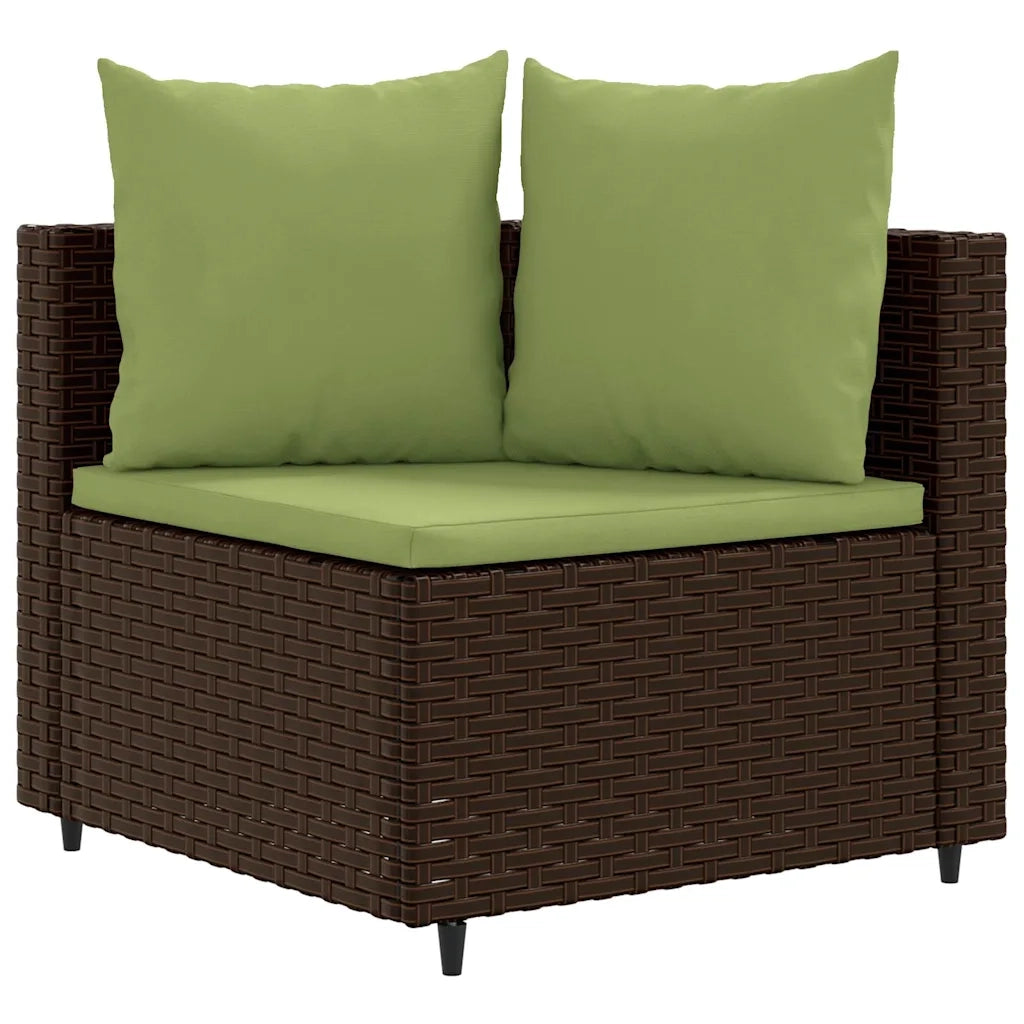 Set Divano da Giardino 6 pz con Cuscini Marrone in Polyrattan
