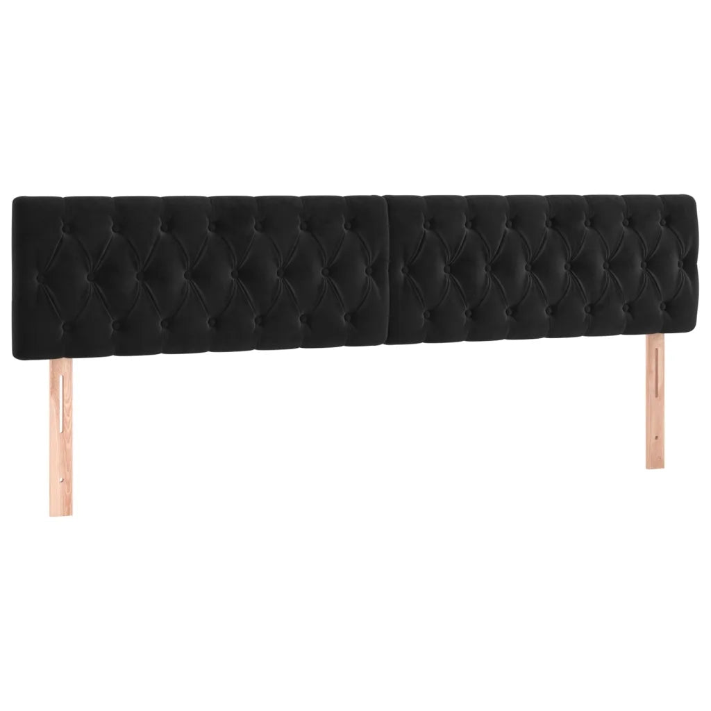 Testiera a LED Nera 200x7x78/88 cm in Velluto 3122016