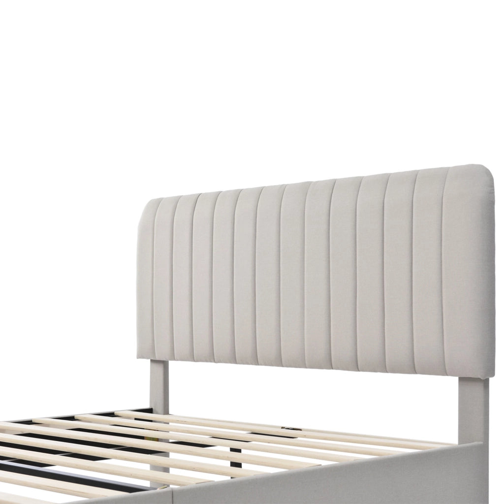 Letto matrimoniale imbottito 180x200 cm con rete a doghe e testiera regolabile