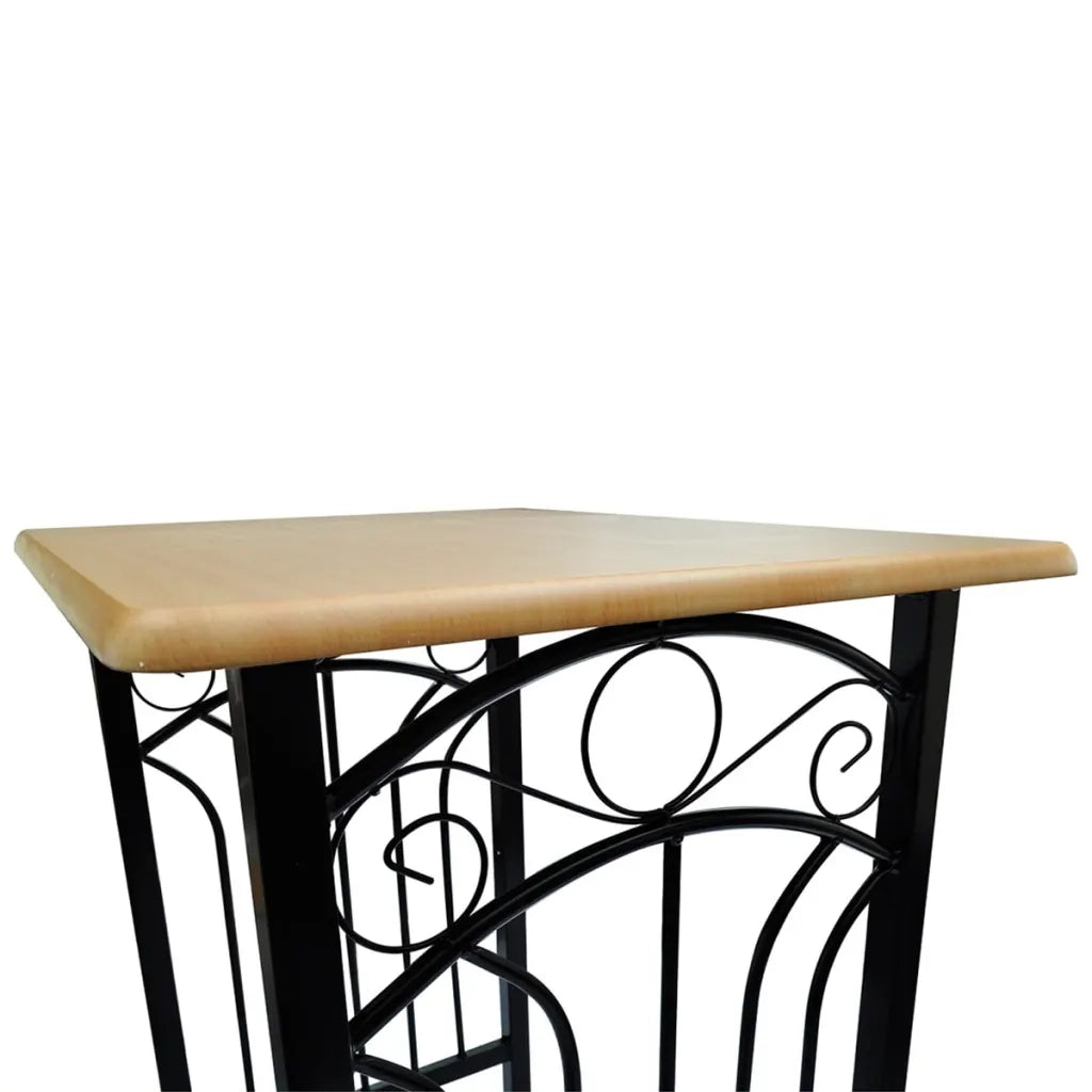 Tavolo e Sgabelli da Bar Set 3 pz in Legno e Acciaio 275403