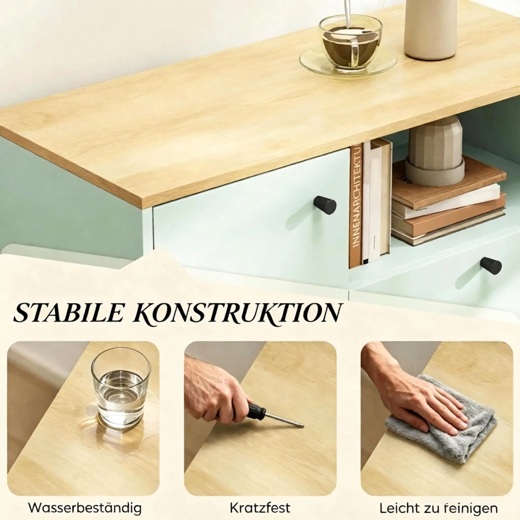 Buffet con 1 anta, 2 cassetti, scomparto aperto e ripiano regolabile