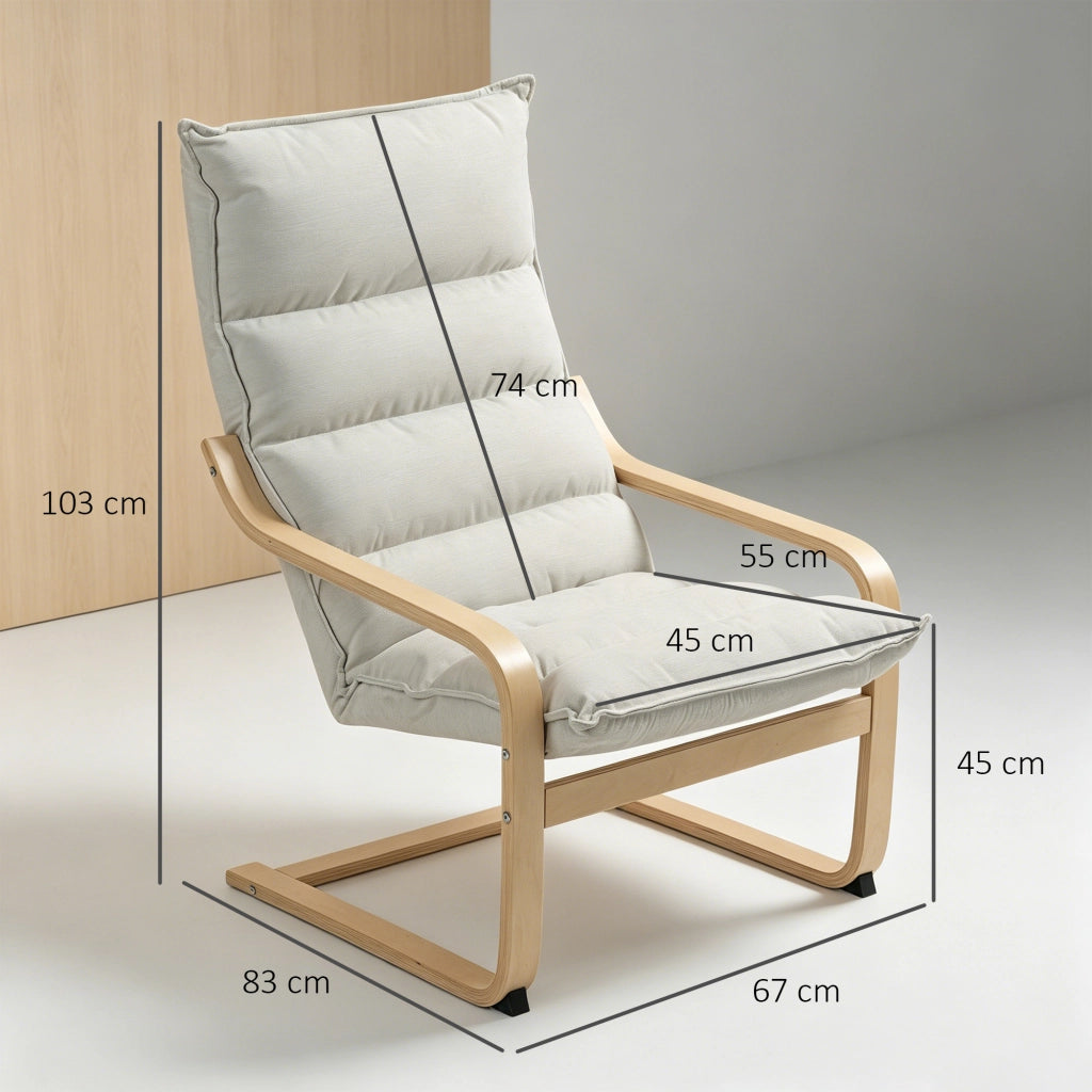 Poltrona relax moderna con braccioli ¨C Minimal ¨C Cr¨¨me 67x83x105 cm