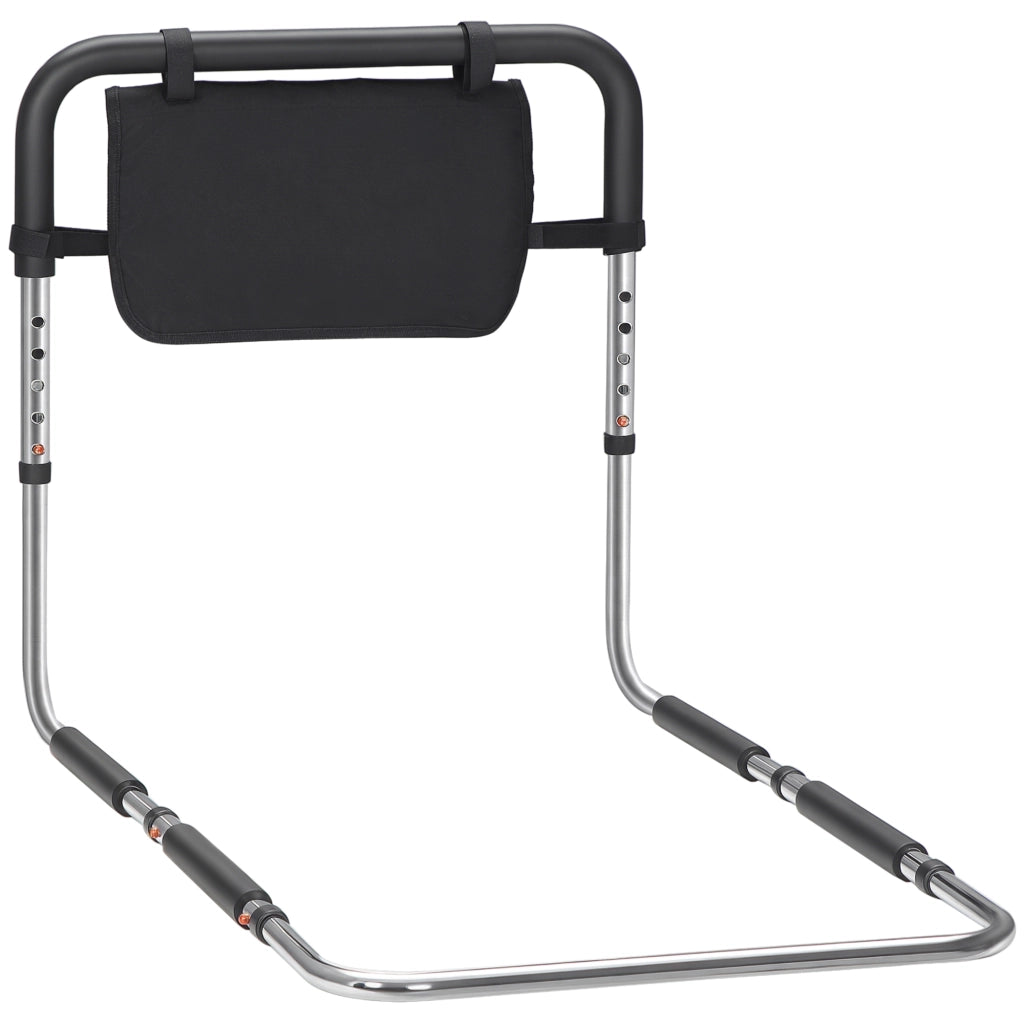 Sponda di Sicurezza per Letto Barra di Supporto Regolabile in Acciaio su 5 Altezze con Tasca 87Lx51,5lx45-55H cm