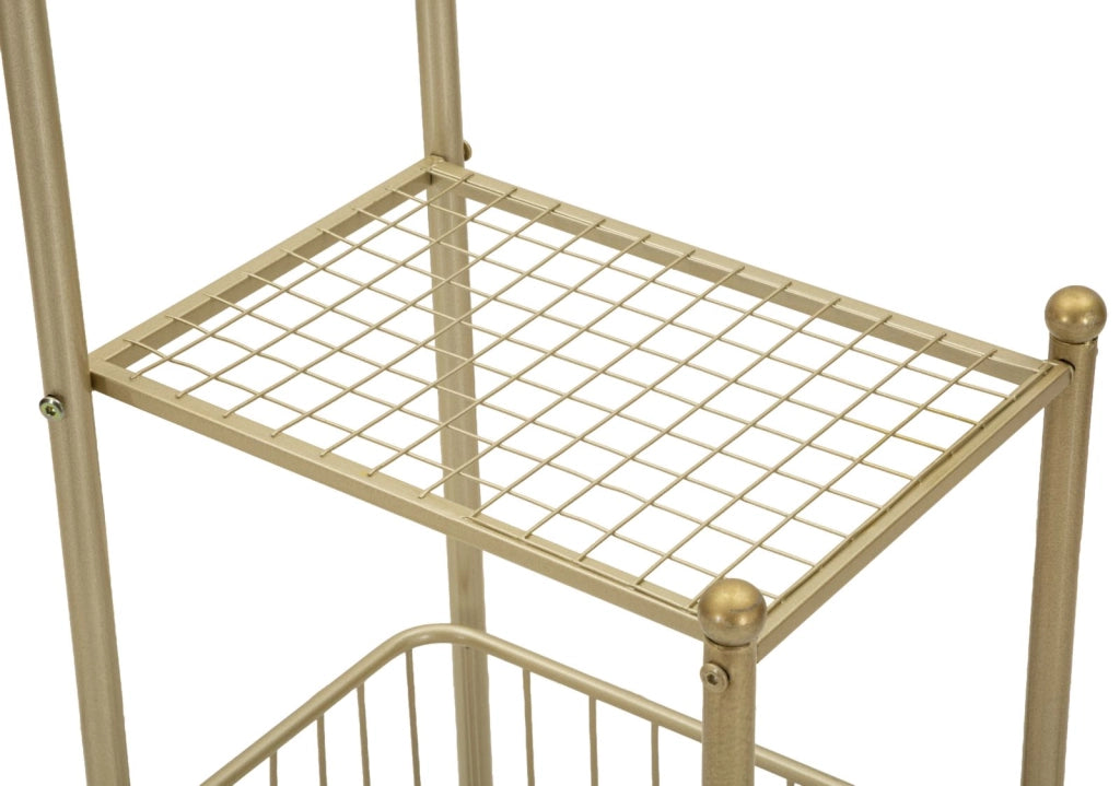 Porta Asciugamani da Terra Root 40x30x122 cm in Metallo e Marmo Artificiale Oro e Bianco