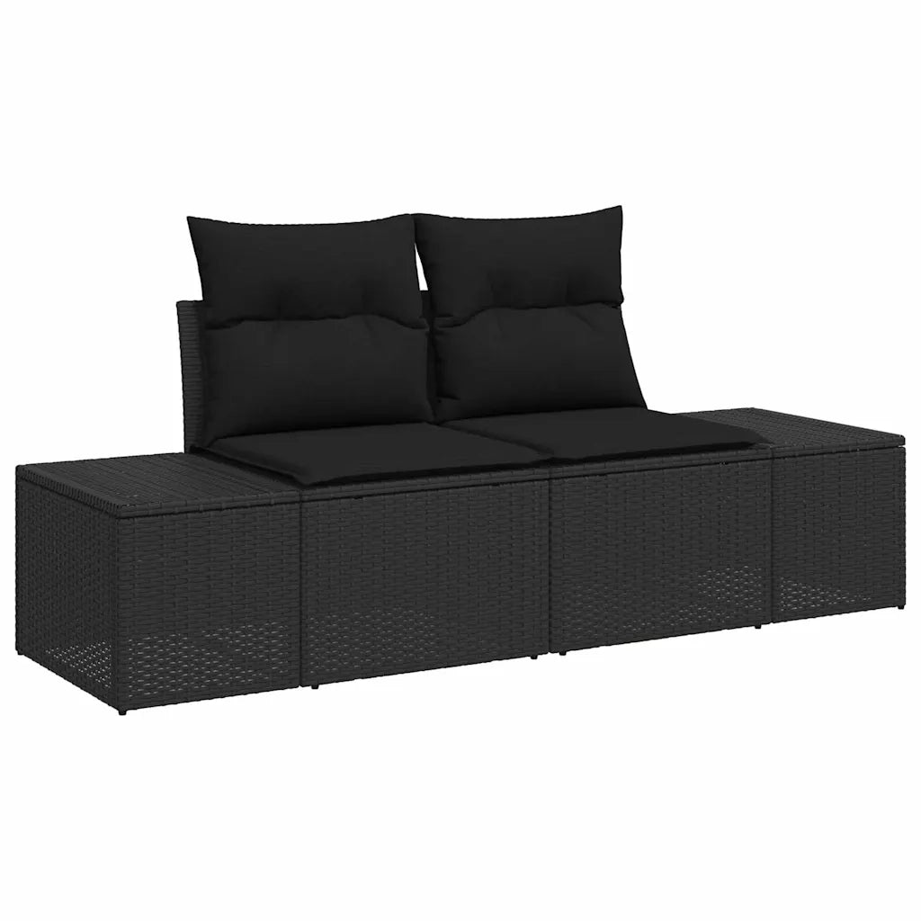Set Divano da Giardino con archiviazione 7 pcs Nero Poly Rattan 3358711