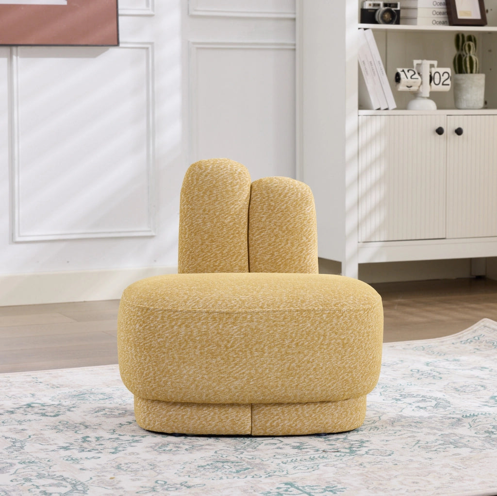 Pouf ULEVR a forma di coniglio 56x43,5x57 cm, seduta e poggiapiedi imbottito in tessuto giallo