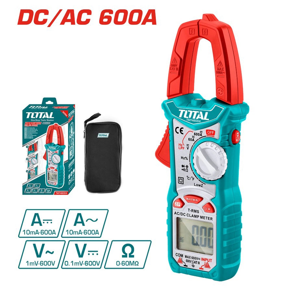 PINZA AMPEROMETRICA MULTIMETRO DIGITALE MISURAZIONI AC DC 600A 600V TOTAL