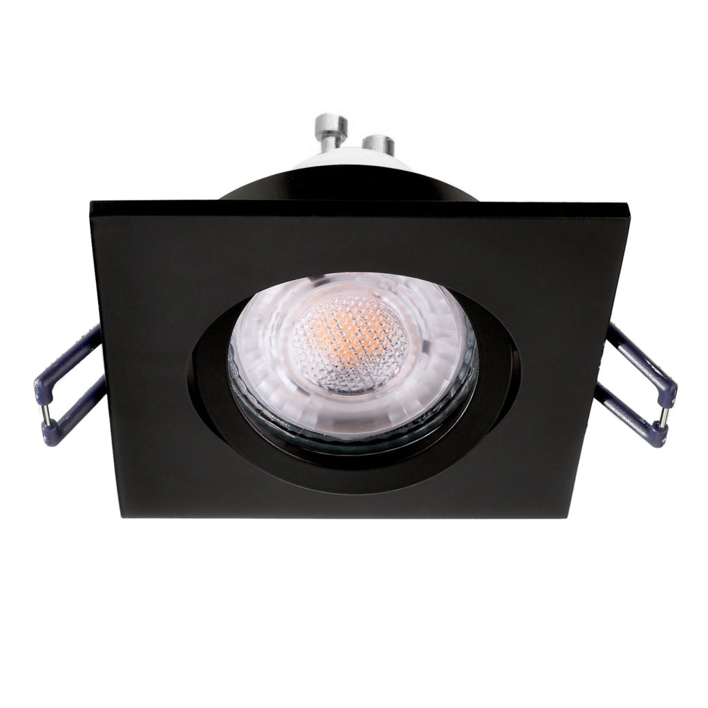 Faretto ad incasso LED 8W GU10 nero quadrato foro 70mm moderno orientabile luce soffitto negozio vetrina NERO 4000K