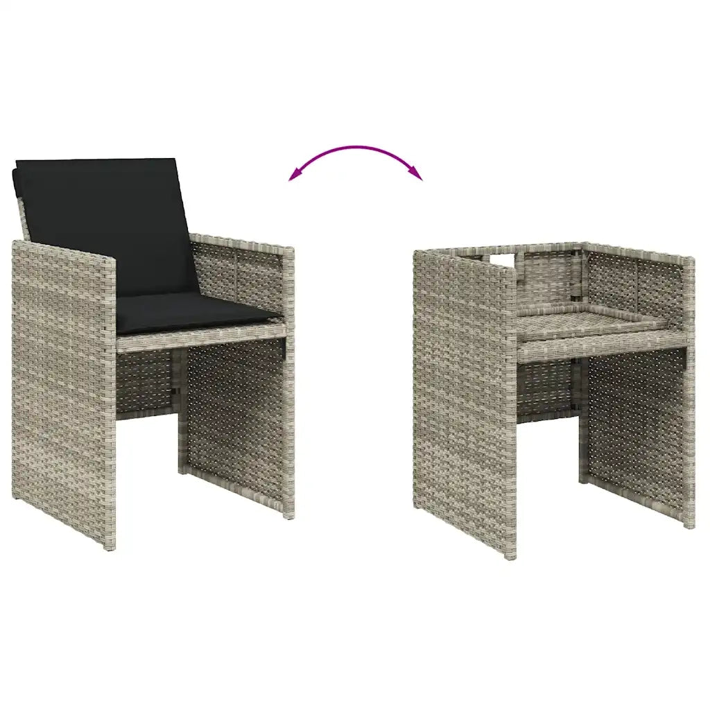 Set da Pranzo da Giardino 13pz con Cuscini Grigio in Polyrattan 3210683