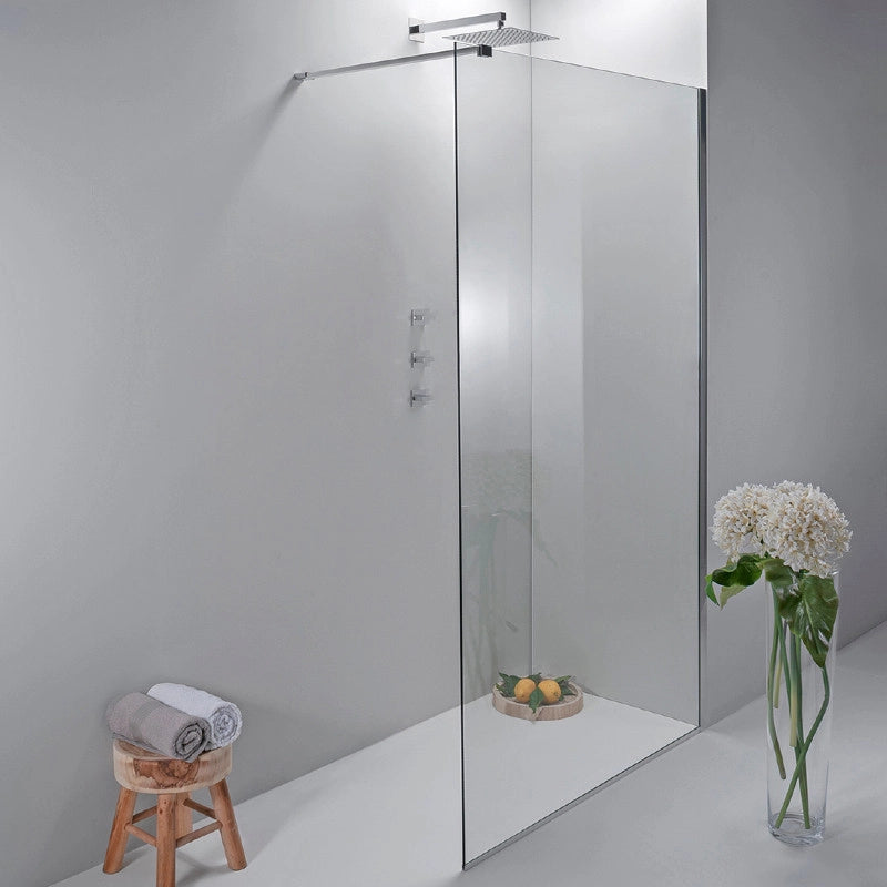 Box Doccia Walk In  90 Cm in Cristallo Trasparente con Anticalcare