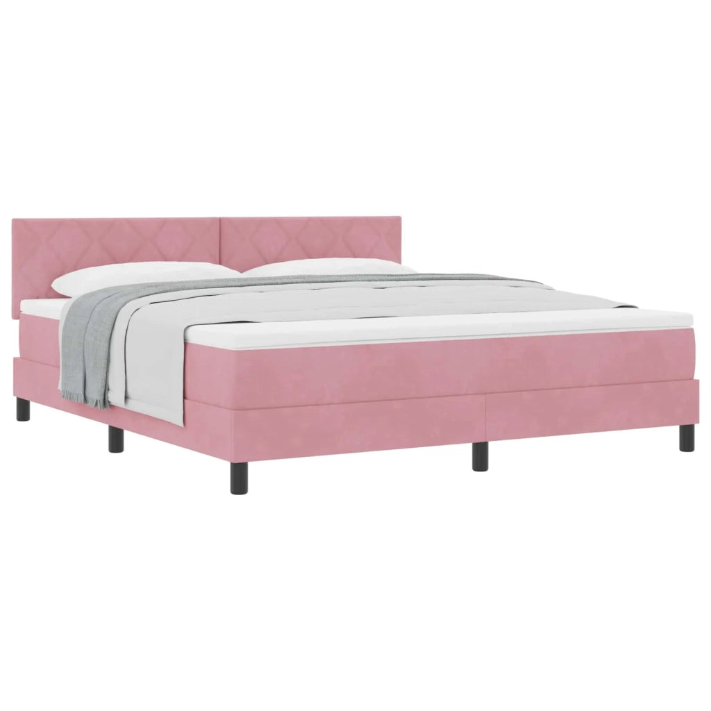 Letto a molle con materasso Rosa 180 x 200 cm Velluto 3339259