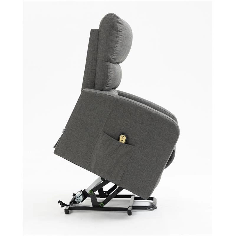 POLTRONA ALZAPERSONA LORENA CON UN MOTORE 1 TELECOMANDO 1 RECLINER ELETTRICO IN TESSUTO GRIGIO PROFONDA 50 CM