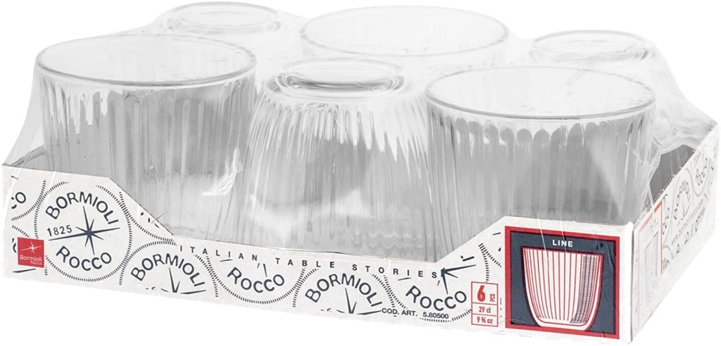 LINE BICCHIERI VETRO PER ACQUA 6 PZ TRASPARENTI 29 CL