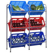 Supporto con Ripiani per 6 Casse Argento 96x33x116 cm Acciaio 285213