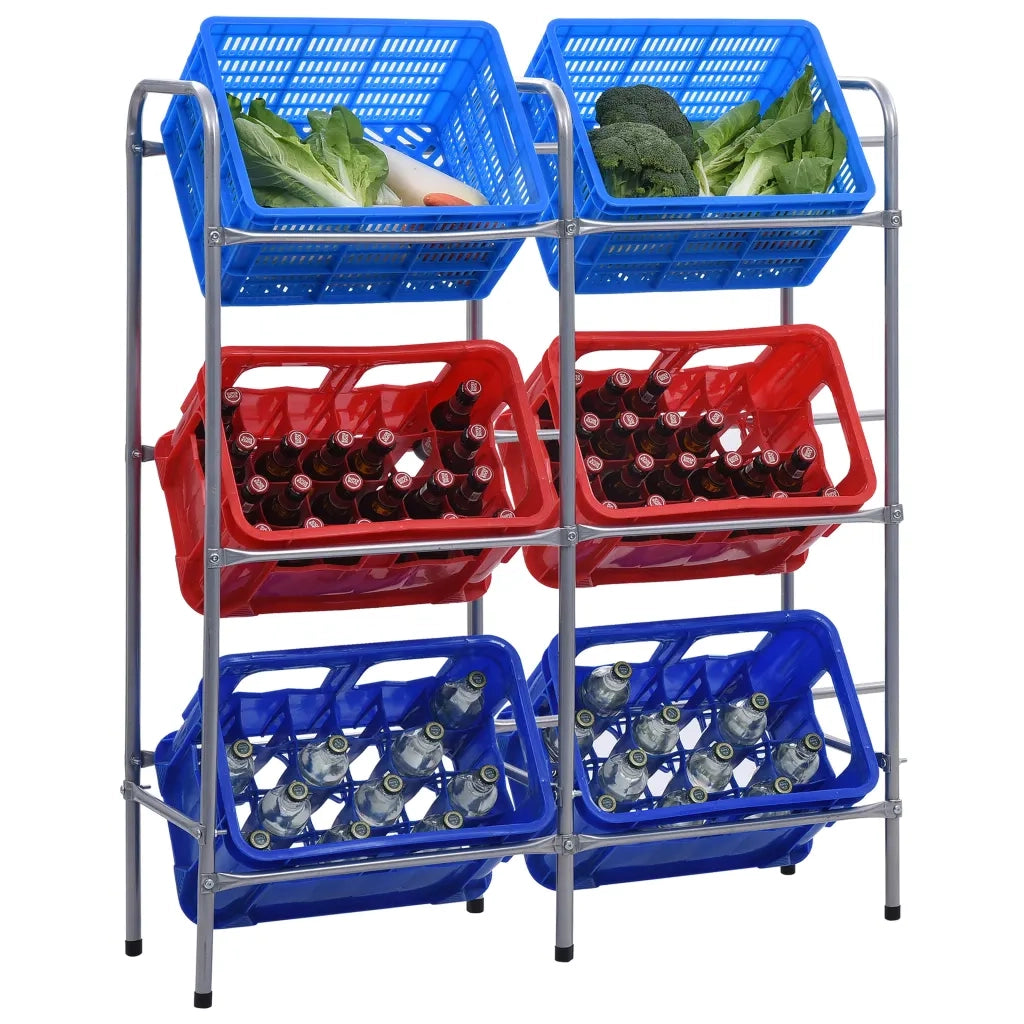 Supporto con Ripiani per 6 Casse Argento 96x33x116 cm Acciaio 285213
