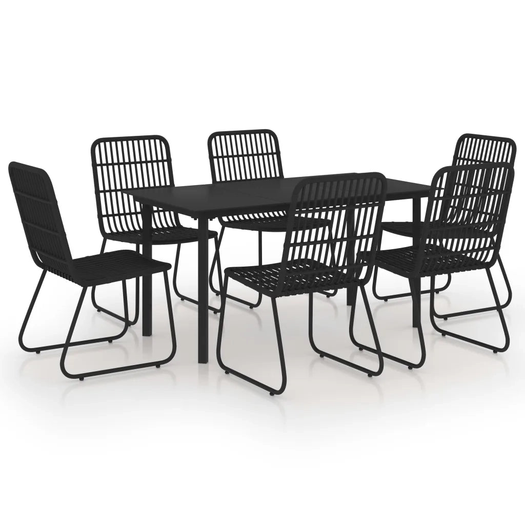 Set da Pranzo da Giardino 7 pz in Polyrattan e Vetro