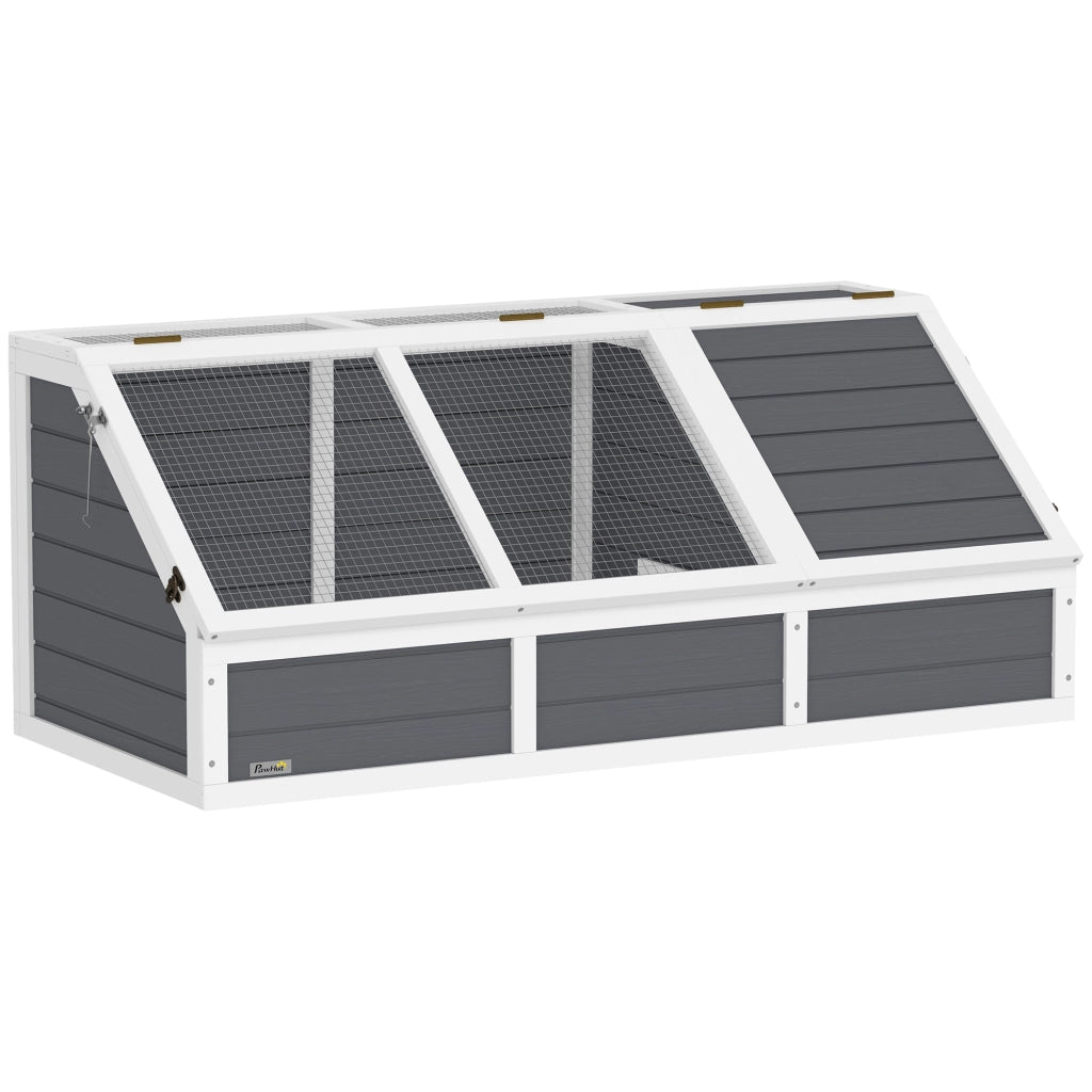 Casetta per Tartarughe di Terra 120x55x50A cm senza Fondo in Legno e Acciaio Grigio e Bianco