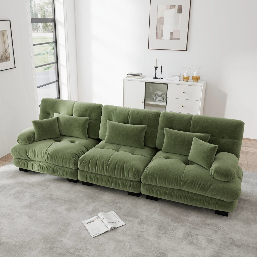 Divano Angolare Modulare 3 Posti ¨C Xylo ¨C Chenille Verde, Sofa Letto
