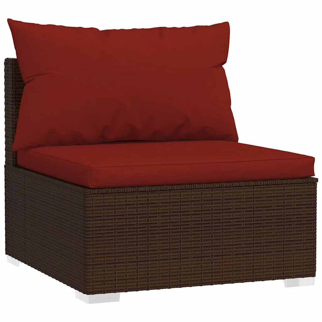 Set Divani da Giardino 14 pz con Cuscini in Polyrattan Marrone 3102867