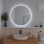 Specchio led tondo Ø 100 cm cornice bianco opaco touch screen luce calda/fredda