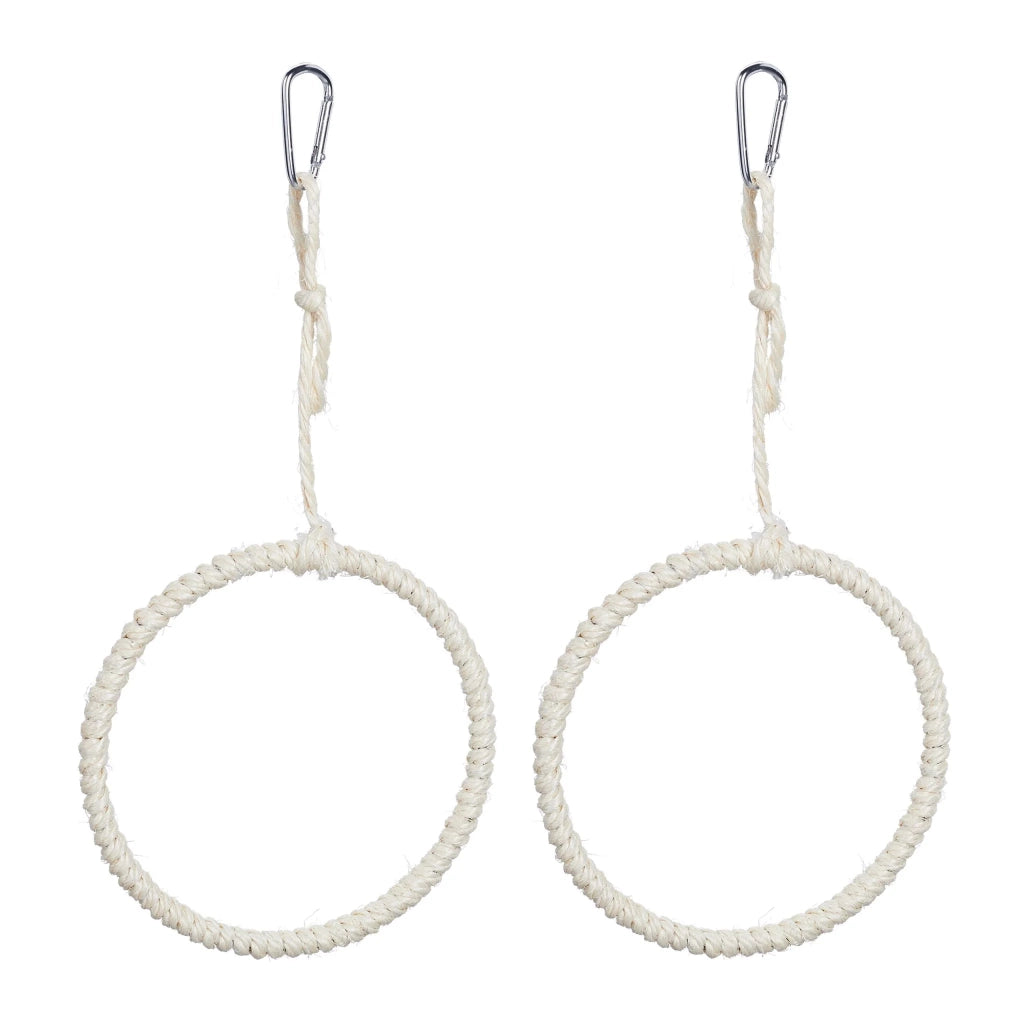 Set di 2 altalene per uccelli divertenti e intrattenenti in erba marina naturale beige 13_0014343