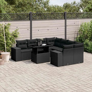 Set Divani da Giardino 9 pz con Cuscini Nero in Polyrattan 3269055