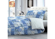 Completo Lenzuola In 100% Cotone Disegno Ocean Modello OB - Singolo - Ocra