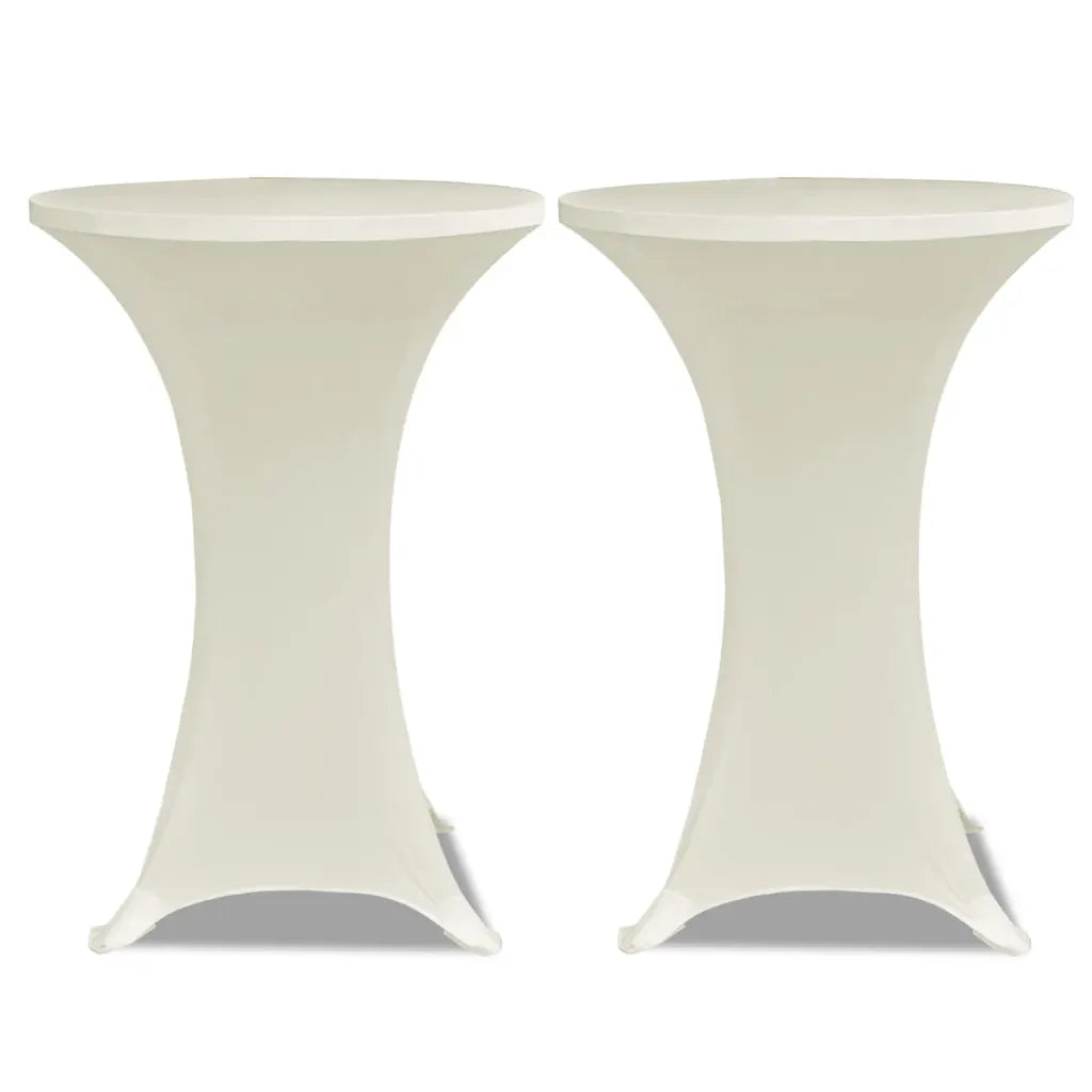 Copritavolo ?80 cm Crema Tessuto elasticizzato 2 pezzi 241209