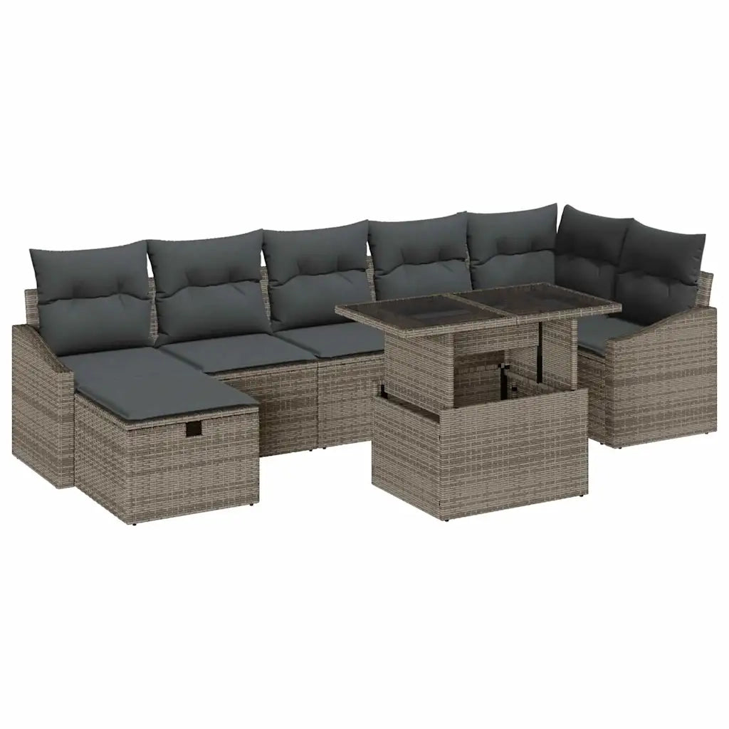 Set Divano da Giardino con cuscino 8 pcs Grigio Poly Rattan 3359846