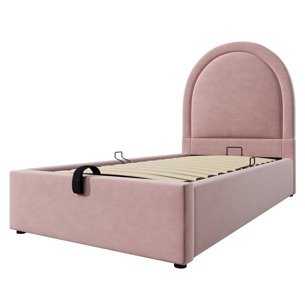 Letto singolo per bambini 90 x 200 cm rosa in velluto
